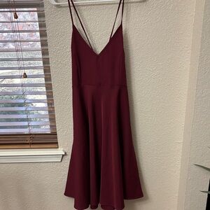 Chic Wine Spaghetti Strap Midi Dress